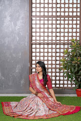 Silk Single Ikat Patola with Aari and Jardosi Work