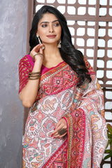 Silk Single Ikat Patola with Aari and Jardosi Work